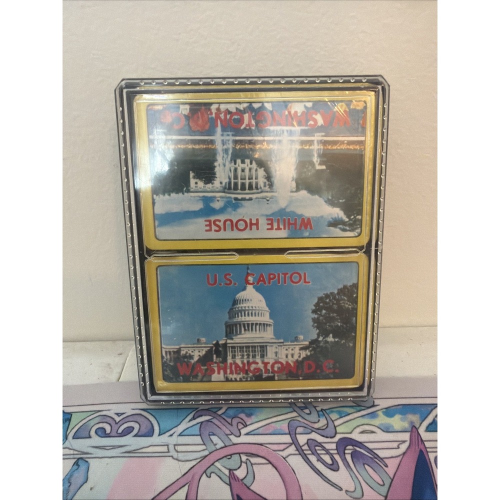 VINTAGE US Capitol Washington DC Playing Card Decks - 2 Decks!! In Plastic Case